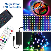 Pengontrol SPI LED cerdas DC 12V/24V, 400 piksel, gigi biru kontrol aplikasi iDeal, Remote 24 tombol IR, lampu redup Strip RGB IC WS2811