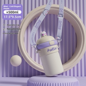 Autocollant <span class=keywords><strong>3D</strong></span> mignon Type de paille <span class=keywords><strong>eau</strong></span> coulant Portable tasse Double bouton en verre rebond isolation thermique Anti-chaud caractéristiques pour les enfants - Product Image 6