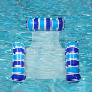 Hamac de piscine flottant gonflable à trois tubes, lit flottant rayé pliable, chaise longue gonflable d'amusement d'eau - Product Image 1