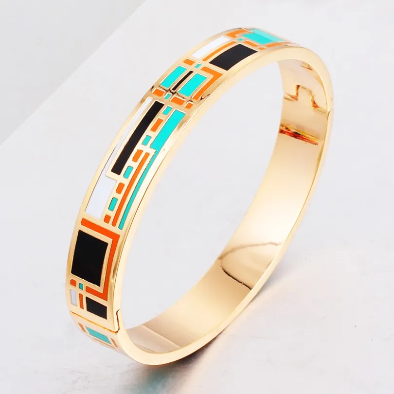 Kami Populer Fashion Perhiasan Wanita 316L Stainless Steel Gelang Fashion H Enamel Warna-warni Gelang Gelang