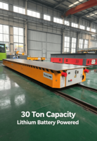 Chariot de transfert sur rail personnalisé de 30 tonnes, alimenté par batterie au lithium |   Chariot plat industriel robuste pour la manutention de matériaux en usine