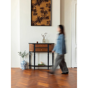 French Retro Style Ash Wood Entryway <b>Cabinet</b> Solid Wood <b>Small</b> Apartment E0 Paint Finish - Product Image 4