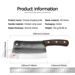 guangdong Hand Forged Chinese <b>Bone</b> Chopping Cleaver <b>Knife</b> 4Cr14MoV Steel Heavy Duty Butcher <b>Knife</b> Ribs & Frozen Meat OEM 7.48In - Product Image 6
