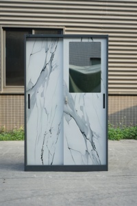 Armoire <span class=keywords><strong>de</strong></span> classement moderne à 2 portes <span class=keywords><strong>coulissante</strong></span> en métal, armoire en acier avec <span class=keywords><strong>miroir</strong></span>, salon, buanderie, salle d'<span class=keywords><strong>atelier</strong></span>, hôpital - Product Image 3