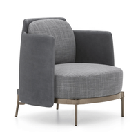 Fauteuil de salon luxueux en tissu rembourré, fauteuil d'appoint, canapé, base en acier inoxydable doré, mobilier pour hall d'hôtel et hôtellerie
