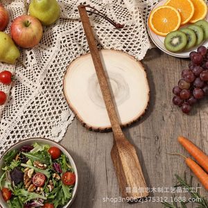 Spatule en bois d'acacia, 1 pièce, résistante au four, lavage à la main uniquement, cuillère de cuisson pour mélanger dans les casseroles - Product Image 1