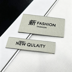 Etiquetas personalizadas de alta densidad para prendas de vestir, etiquetas de tafetán con acabado satinado y bordes plegados, finamente tejidas. - Product Image 5