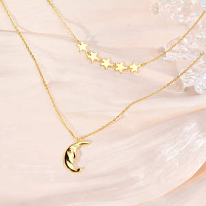 Merry shine 14 Karat vergoldeter Mond zierlich geschichtet gestapelt Stern Joyas de Plata Vermeil Goldschmuck für Frauen - Product Image 2