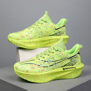 Zapatillas Deportivas Transpirables para Hombre, Color Verde Menta con Diseño de Salpicaduras de Pintura, Suela Gruesa con Amortiguación, Calzado Deportivo Moderno - Product Image 2