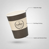 Gobelets en papier jetables de 2,5 oz à rebord roulé, à paroi simple, pour expresso, idéaux pour les cafés et supermarchés