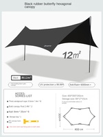 Noir Oxford Étanche Auvent Tente Filet Extérieur Rouge Hexagonal Papillon Pare-Brise Parasol Ultra Léger Camping Table Chaise
