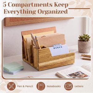 Wooden File Manager Office Desk Folder <b>Shelf</b> 4 Layers Multi Tiered Classification Rack For Bill Organization - Product Image 5