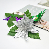 Ornement de Noël ovale gaufré fait main de 13 cm, de haute qualité, en fausse fleur pleine couleur, à suspendre pour couronne, arbre, guirlande - Décoration de fête