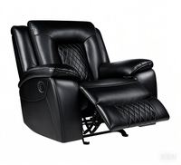 Sofá Reclinable Profesional de Cuero y Madera para Masajes, Conjunto Seccional de Diseño Moderno para Sala de Estar, Sofá Reclinable con Botones para Cine en Casa