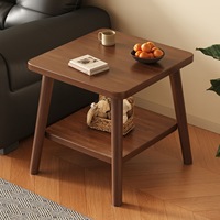 Table basse carrée moderne Tenghang en bois massif avec étagère inférieure pour salon, chambre et petits espaces de rangement