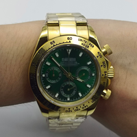 Jam Tangan VK63 Movement, Kalender Perak Putih, Bahan Baja Tahan Karat 904L, Enam Jarum, Timer Tersegmentasi, Jam Tangan Pria