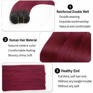 Extensions de cheveux humains à double trame T1B-99J, longues et lisses, qualité 10A 12A 14A, cheveux bruts avec cuticules intactes - Product Image 3