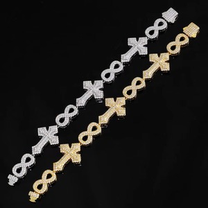 Pendentif Croix Infini en Moissanite VVS1, Or 18 carats, Argent 925, Amulette Chiffre 8 Porte-Bonheur, Bijoux Hip Hop Iced Out pour la Prospérité - Product Image 5