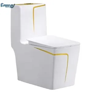 Outlet pabrik mode desain garis S perangkap keramik putih mudah dibersihkan sifon bagian Toilet