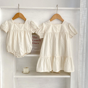 Zusjes meisjesjurk zomer nieuw borduurwerk kinderen prinsessenrok baby romper katoen babykleding - Product Image 1