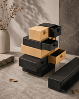 Boîte cadeau coulissante rigide en carton kraft ondulé avec logo personnalisé imprimé en quatre couleurs, doublure en éponge, fermeture magnétique pour montre