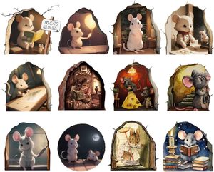 <span class=keywords><strong>Stickers</strong></span> muraux personnalisés en 3D Sticker mural amusant maison ou bureau Art décoratif trou de souris le trou de souris autocollant mural pour la maison - Product Image 3