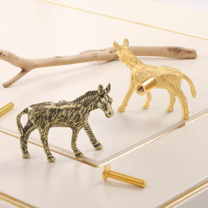 Tirador de latón macizo con forma de burro para puerta y armario, diseño de silueta animal, para sala de estar, dormitorio infantil, armario, gancho de pared de un solo orificio - Product Image 3