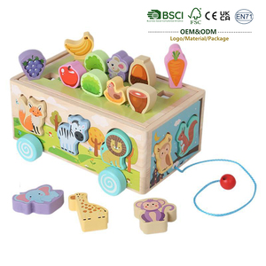 Jouet éducatif cognitif pour enfants, véhicule à tirer en forme d'animaux de la ferme, apprendre à tirer sur les carottes, attraper les insectes, éducation précoce - Product Image 1