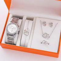 Ensemble de bijoux et montres pour femmes, cadran à trois aiguilles, décoration, cadeau pour petite amie, magnifique pour un usage quotidien