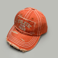 Casquette de baseball vintage en denim délavé et vieilli à 6 panneaux, avec surpiqûres contrastées, patch lettre athlétique, chapeau décontracté, logo personnalisé, ajustable
