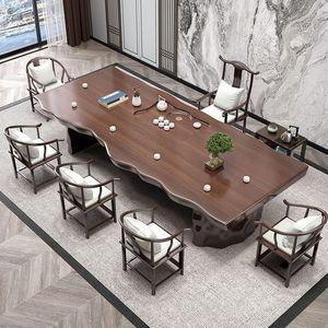 Juego de Mesa de Té de Madera Maciza, Estilo Zen Chino Moderno, Duradero, para Uso en Restaurantes - Product Image 1