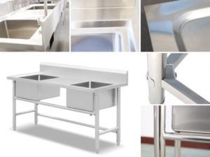 VICTORY KITCHEN Évier médical S/S à double cuvette de haute qualité Éviers en acier inoxydable avec 2 bassins pour laboratoire et hôpital - Product Image 2