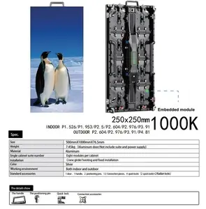 FM oem 500x1000 אלומיניום ארון עבור תצוגת led וידאו מסך מקורה חיצוני ריק השכרת קיר p4.81 p2.5 קדמי שירות