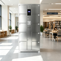 Casier intelligent moderne en acier inoxydable à 10 portes avec accès par carte RFID, armoire de rangement électronique pour entrepôt et école, entièrement assemblé