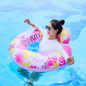 Extra Large Thick Leaf Pattern Inflatable Swimming Ring With <b>Backrest</b> For Adults Pool Water Park Use PVC Material - Product Image 3