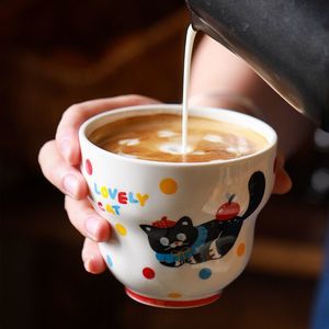 Lovely Cat Ceramic Cup With Polka Dots And Kitten Design For Coffee Lovers - Product Image 1