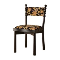 Chaise de salle à manger rétro en bois massif de style français avec revêtement en velours - Chaise de jardin stable et durable pour l'extérieur