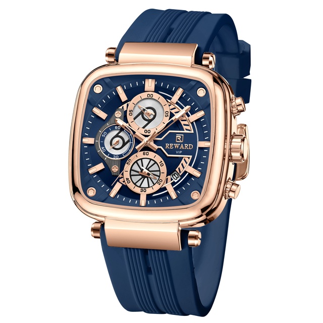 Reward Quartz Watch for Men Fashion Sport Chronograph Stopwatch Luxury Alloy square Design Best Selling Men Watches