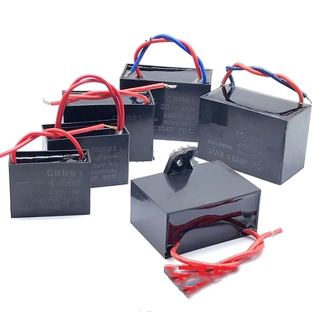 CBB61 Capacitor 450V 1/1.2/1.5/1.8/2.0/2.2/2.5/3.0UF Fan Start Capacitor Terminal Ceiling Fan Motor Running Rectangle Capacitor
