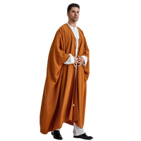Abaya ouverte décontractée en polyester pour homme, coupe ample, pour le Ramadan et l'Aïd 2026, usage quotidien, style Turquie, Maroc, Bangladesh FK164
