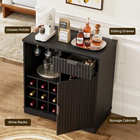 Meuble à liqueurs moderne, bar à café cannelé, armoire à vin avec porte-verres et casier à bouteilles pour salon, cuisine, salle à manger