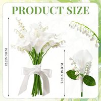 Fleurs artificielles de lys blancs, fausses fleurs de muguet, 1 boutonnière de marié, bouquet floral pour demoiselle d'honneur pour mariage