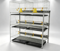 Cage à poulets à 4 étages et 2 portes, capacité 80 oiseaux, avec système d'alimentation complet