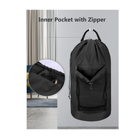 Sac à linge pliable en tissu polyester durable avec bretelles et poche en filet, panier à linge de salle de bain avec cordon de serrage
