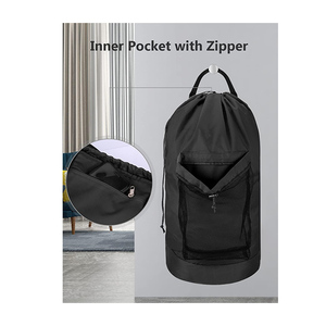Laundry <b>Backpack</b> with Shoulder Straps and Mesh Pocket Durable Nylon Clothes Hamper Laundry Bag with <b>Drawstring</b> - Product Image 4
