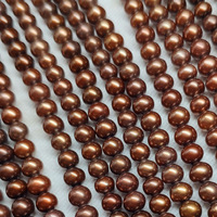 Perles teintées brun café de 4-5 mm, colliers semi-finis en perles naturelles, perles en vrac en forme de pomme de terre