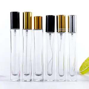Emballage cosmétique clair rond de 10ml avec logo personnalisé flacon de parfum à pompe en verre d'atomisation avec pulvérisateur en or rose