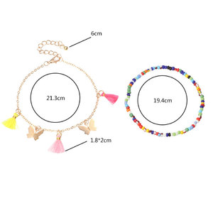 Braccialetti di fascino della nappa della farfalla della caviglia delle perle di semi di vetro fatti a mano di modo per i gioielli delle cavigliere delle donne fornitore della cina del produttore - Product Image 3