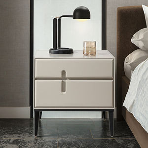 Table de chevet moderne de luxe en bois massif Design du milieu du siècle Table d'appoint à 2 tiroirs pour chambre à coucher Mobilier d'hôpital - Product Image 3