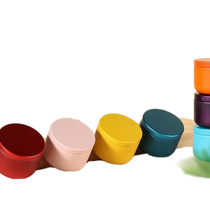 กล่องดีบุกทรงกลมขนาดเล็ก 55*สูง43มม. 50มล. สำหรับใส่ชา เทียน หรืออาหาร พร้อมฝาปิด สำหรับบรรจุภัณฑ์โลหะ แบบกำหนดเองสำหรับคริสต์มาส - Product Image 1